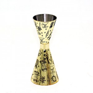 Gold Plated Patterned Slim Double Jigger 25/50ml