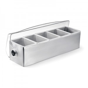Deluxe Stainless Steel Condiment Holder Nrog Rolling Top 5 compartment