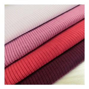 Suerte tekstila populara solida koloro kutimo poliestera spandex trikita ripa ŝtofo por svetero