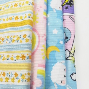 Suerte textile cartoon pattern print polyester spandex mabaga nga ribbing fabric para sa sweatshirts