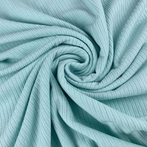 Suerte textile color solidus 2*2 polyester spandex connexus costae fabricae pro vestimento