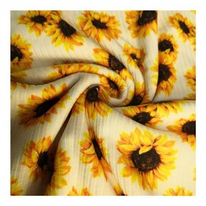 Suerte yadi sunflower juna siffanta bugu polyester spandex al'ada hakarkarin saƙa masana'anta