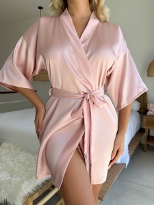 Mga Babaye nga Pajama Satin Sexy Lingerie Robe Sleepwear
