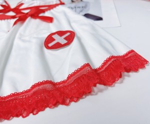 Nurse Uniform საძინებელი თეთრეულის Sling Sheer თეთრეულის ნაკრები სექსუალური ჰელოუინის კაბა