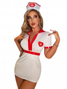 간호사 세트 섹시 란제리 코스프레 장난 꾸러기 여성 간호사 세트 2PCS 잠옷
