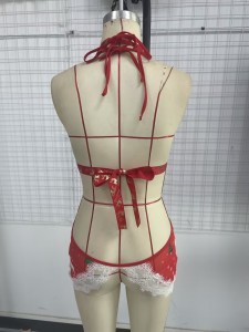 Божиќно секси тело долна облека Женска чипка Везење ноќница фустан
