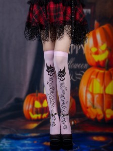 Vysoké ponožky nad kolená/stehná s tematikou Halloween Hororový vzor Dlhé ponožky pre ženy, zábavná cosplay párty