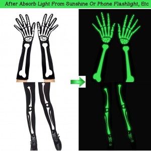 Luminous Skeleton Gloves Skeleton Gloves Skeleton Stockings Prom Props Luminous Ghost Bone Socks rau Xus tog