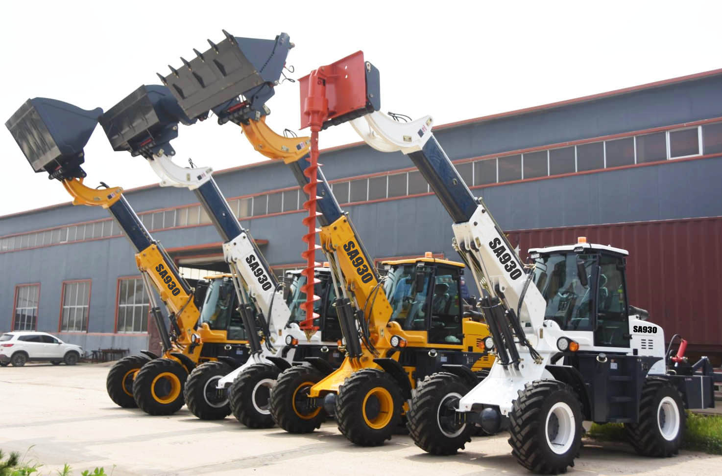 Telescopic loader with different attachments loading for French customer