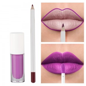OEM 20 ruvara lip gloss + lip liner lip glaze set isiri-tsvimbo mukombe matte lipstick 2 seti-004