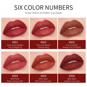 [één pak] 6-kleuren naakte, matte vloeibare amberkleurige lippenstift 1017-MF