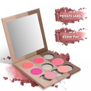 Wajah berpigmen tinggi tahan lama 9 warna shimmer matte blush palette private label-9mix