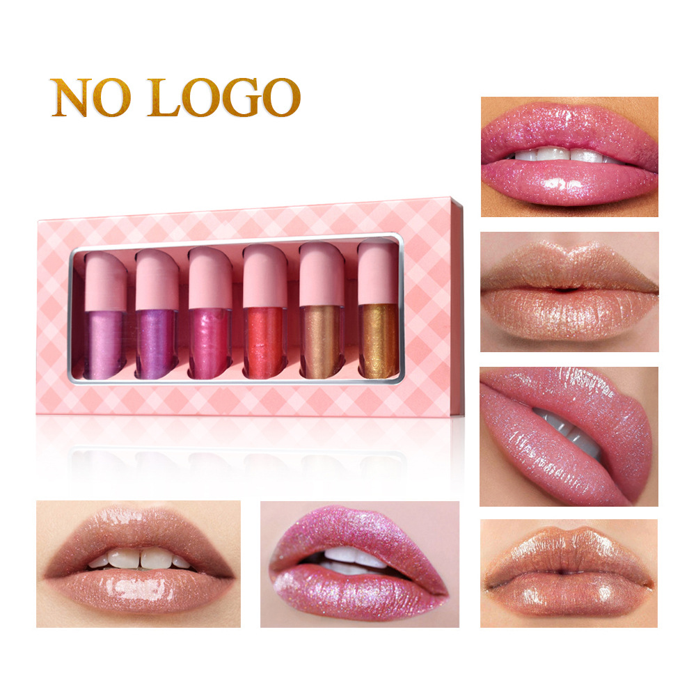 Veleprodaja No Logo 6-boja sjajila za usne set mat njegujući hidratantni trajni vodootporni sjaj za usne Cosmetic-CY-W6-001