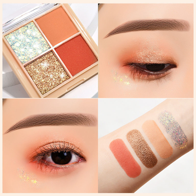 Fac Up Mini 4 Colores Eye Shadow Earth Pearl Sequins Matte Eyshadow Palette EP4-JX