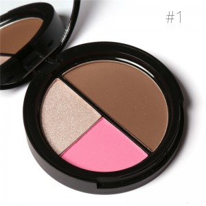 Private label 3 i 1 makeup högpigmenterat vattenfast 3färgs rougepulver-FA20