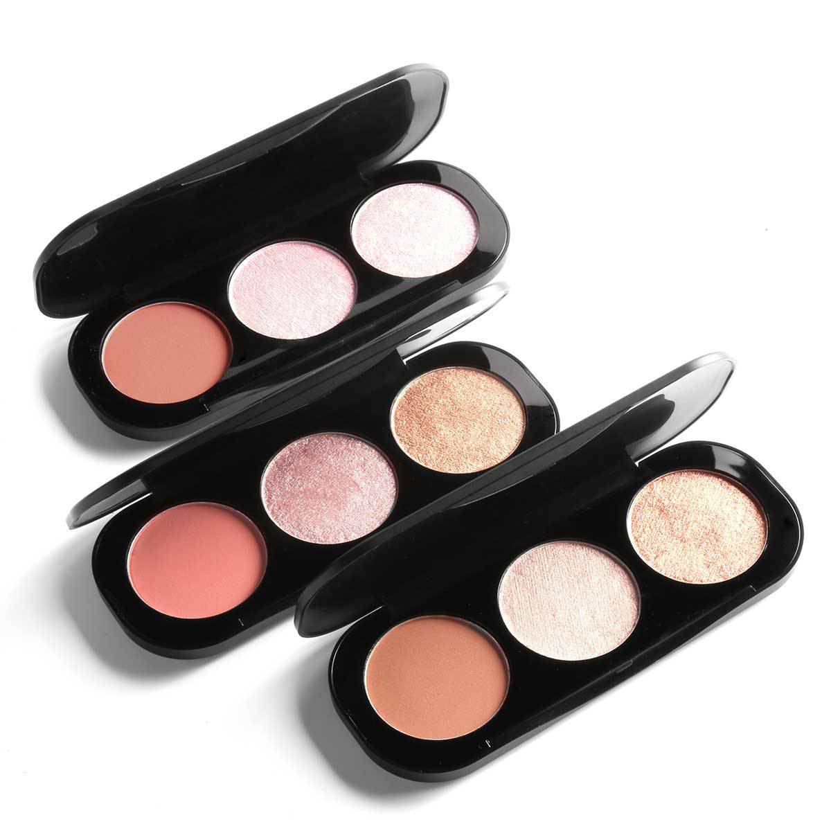 Tre-farger blush highlighter makeup plate pigmentert blusher highlighter makeup kosmetisk-FA26