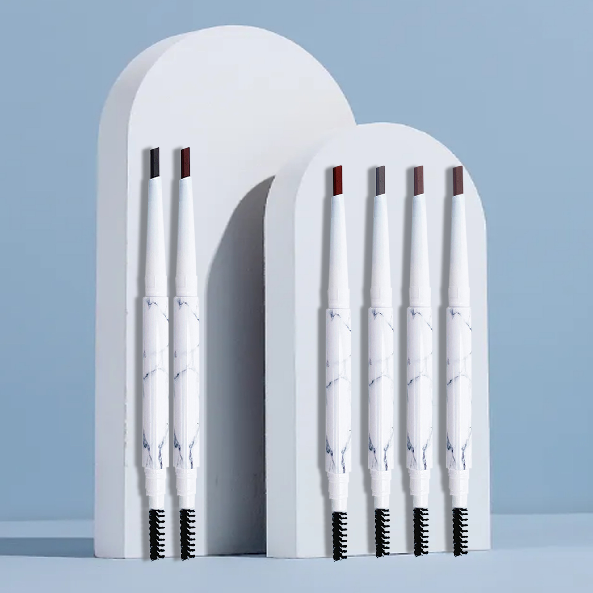 Неутрален мраморен двуглав молив за вежди без лого, естествен и лесен за оцветяване, неразмазващ молив за вежди ——HYS