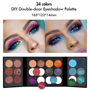 24 colori Palette di ombretti colorati a doppia porta Etichetta privata Matte Shimmer Glitter Ombretto personalizzato con il tuo logo-MSE01099p2