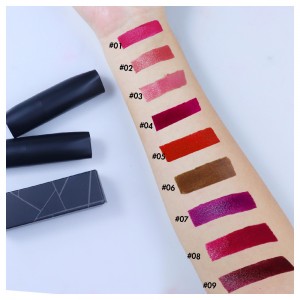 ຂາຍສົ່ງ 9 ສີ velvet lipstick ທີ່ກໍາຫນົດເອງ moisturizing matte round tube lipstick-MSL09052z
