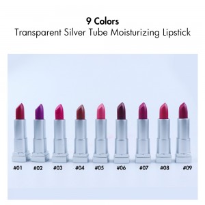 Private label transparante 9-kleuren sulveren buis hydraterende en lang duorjende non-stick lippenstift-MSL09053Z