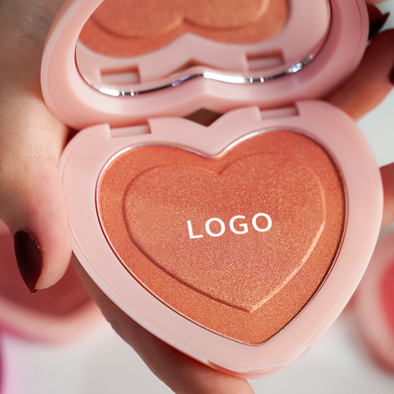 Logo có thể tùy chỉnh 8 màu sắc ngọc trai mờ tình yêu phấn má hồng tự nhiên lâu dài rouge