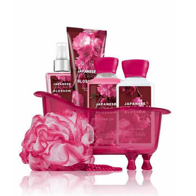 OEM/ODM conxunto de regalo de spa de baño de perfume de flor de cerezo xaponés con bola de baño