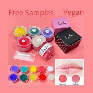 Grosir makeup labél pribadi vegan buah lip Scrub 2 in 1 custom lip scrub lip balm pink