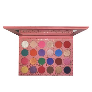 logo custom pink palette eyeshadow pigmén glitter kualitas luhur makeup kosmetik eyeshadow palette