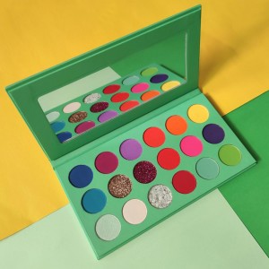 ເມັດສີສູງ custom beauty glazed glitter eye high pigment summer colors palette 18 ສີ cardboard eyeshadow palette
