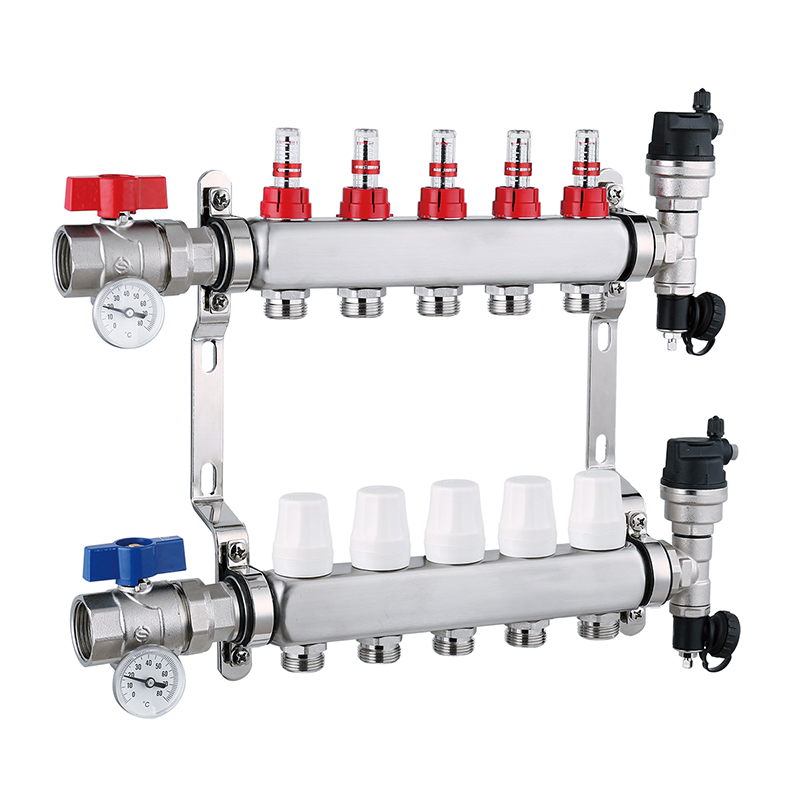 Stainless steel Manifold with flow meter ball valve and drain valve