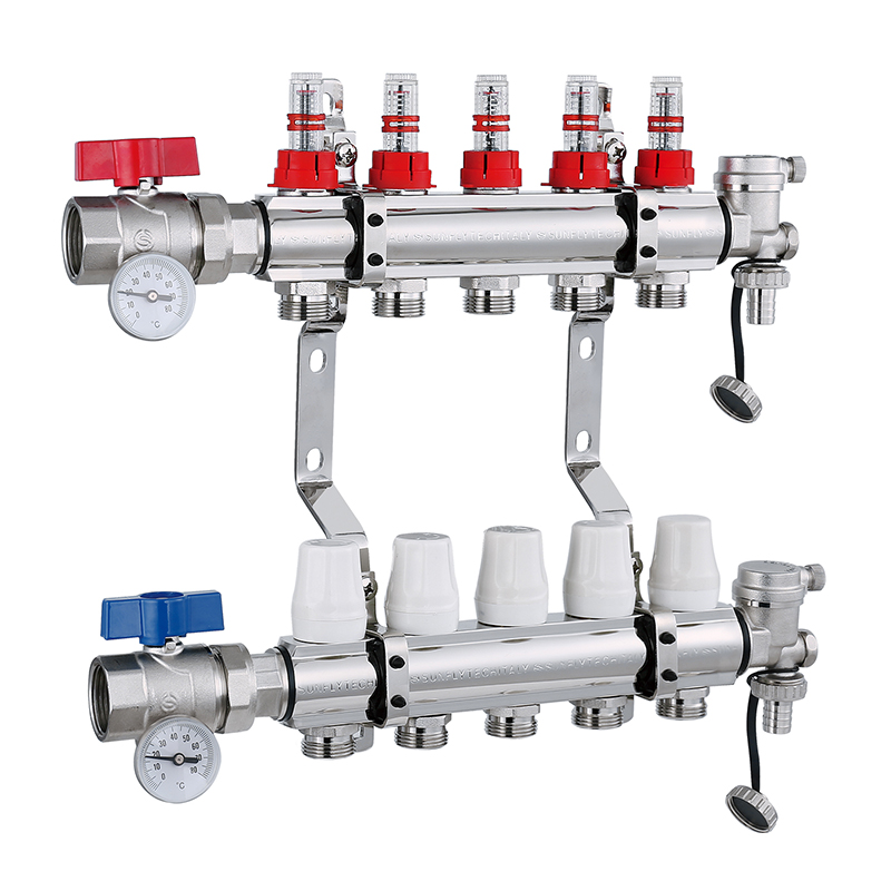 Manifold With flow meter ball valve and drain valve រូបភាពលក្ខណៈពិសេស