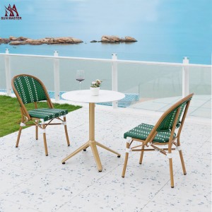 Factory Outdoor Customized Furniture 4 Pieces Chairs And Table Classic French Bistro Restaurant Patio Rattan Backyard Chair