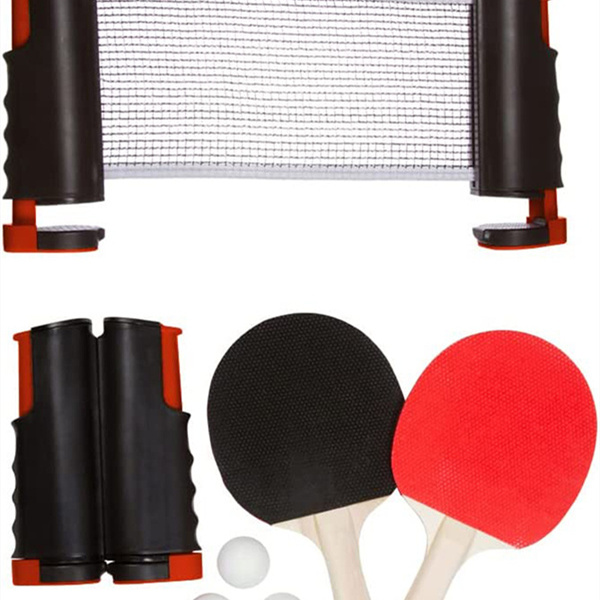 SSO009 Ping Pong Paddle Set, Portable Table Tenis Set with Retractable Net, 2 Rackets, 6 Balls and carry bag for Children Adult Andeddan/Deyò jwèt