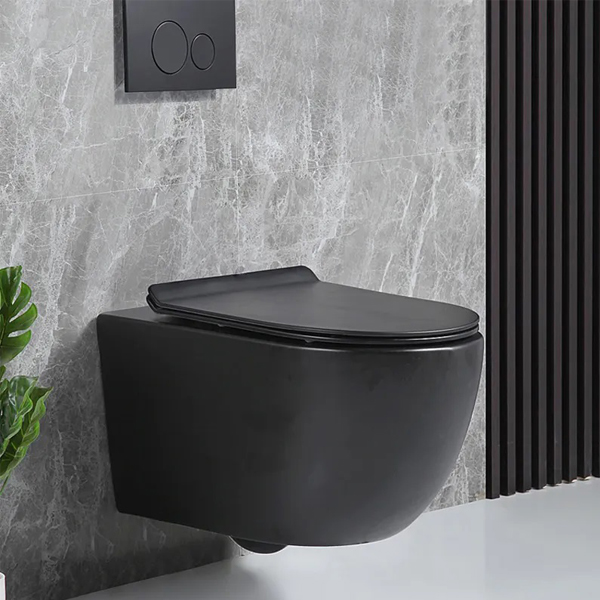 Jeftini kupaonski keramički moderni mat crni zidni viseći WC Istaknuta slika
