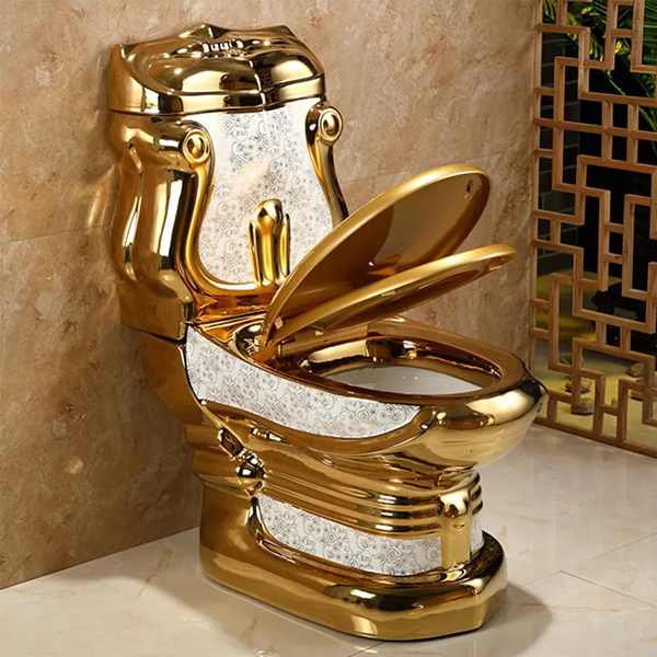 Розкішний дизайнерський керамічний золотий унітаз