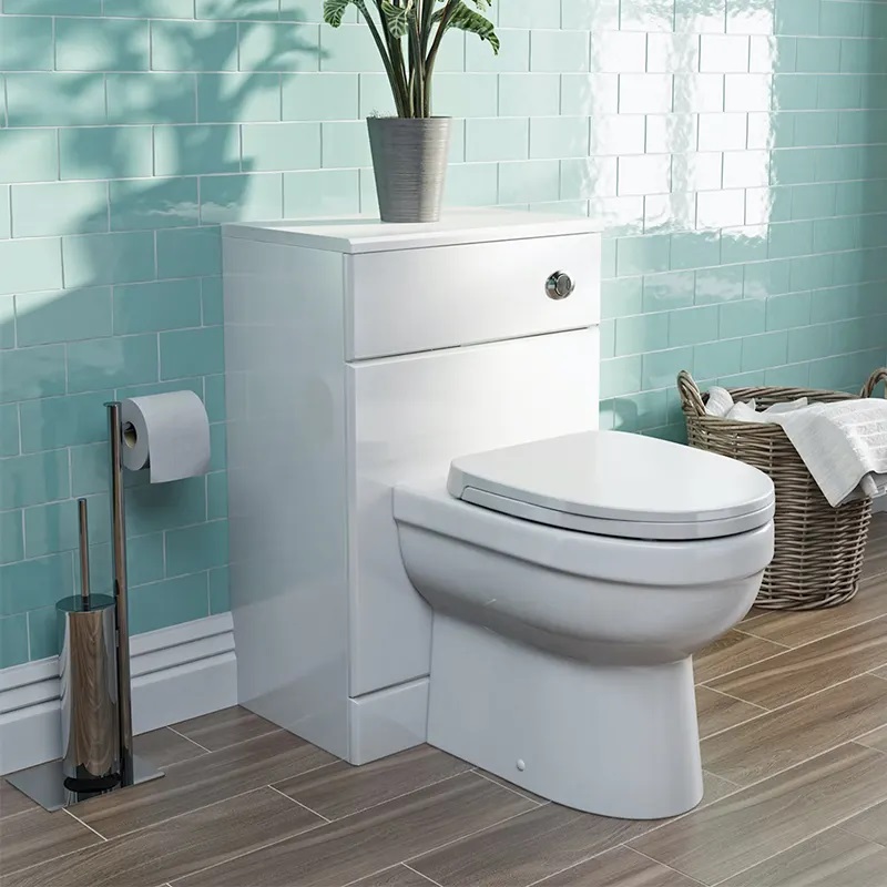 Санитарна опрема за тоалет од плакарот за бања без обрач за заштеда на простор, керамички тоалет до ѕид