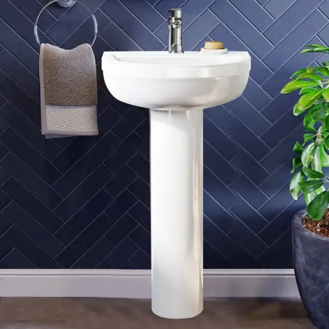 Série personalizada para deficientes hospitalares em lavatórios de pedestal de banheiros de cerâmica limpa populares