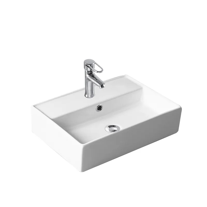 lavamanos Rectangular Top Grade Mount On Counter Basin Top Sink ຫ້ອງນ້ໍາເຊລາມິກ Face Washbasin