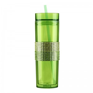 16oz Double wall  straight plastic tumber with straw customized design
