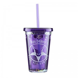 customized 12oz Double wall  plastic tumber with straw