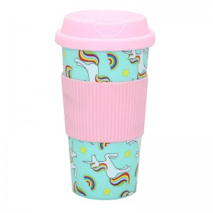 Customized 450ml travel coffee mug with silicone sleeve