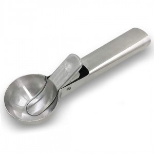 La cocina de buena calidad personalizada equipa la cuchara de helado de acero inoxidable con gatillo fácil