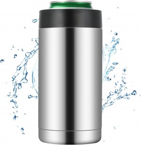 12oz No Sweat Insulated Can Cooler Tumbler Double Walled Stainless Steel Beverage Holder for Cola Cans and Beer Bottles