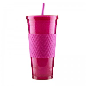 24oz Double wall plastic tumber with straw custom color