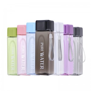 Custom logo Hot Selling Serena Frosted Square Portable Plastic Water Bottle with Rope