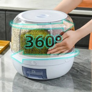 Kuhinjski rotirajući dozator žitarica sa 6 mreža otporan na vlagu Kutija za pohranu žitarica Dozator spremnika za rižu