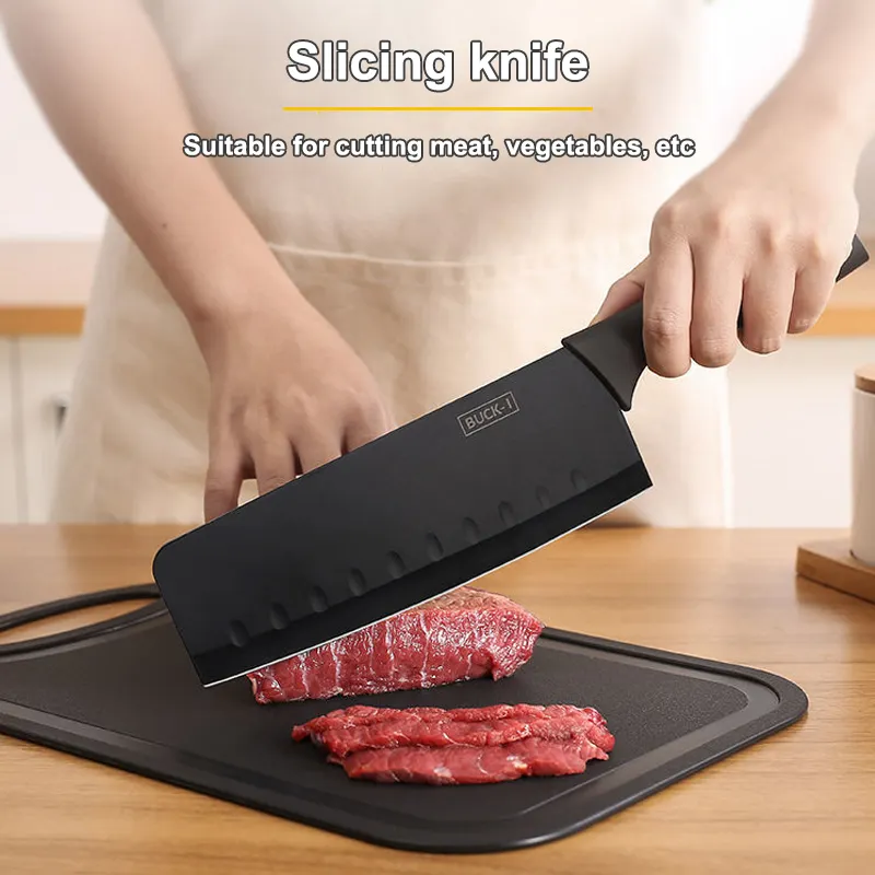 Set kuharskih noževa od nehrđajućeg čelika sa držačem daske 7 komada plastični blok za seckanje za kuhinju