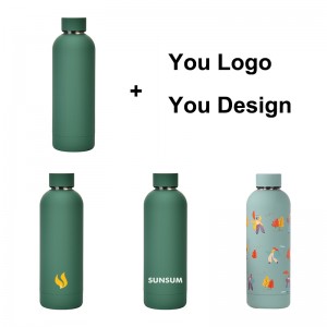 Individualaus dizaino vandens butelis su dviguba sienele nerūdijančio plieno puodeliu izoliuotas gėrimų butelis 500 ml termo