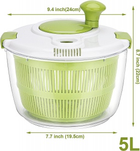 Centrifuga per insalata di verdure da 5 litri Grande centrifuga per lattuga con comoda maniglia