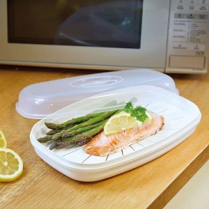 Microwave Steamer Cookware pikeun Lauk 0% BPA